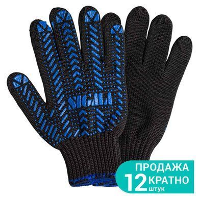 Рукавички трикотажні з ПВХ крапкою р10 Актив (чорні) КРАТНО 12 парам SIGMA (9442471) 9442471 фото