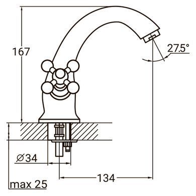 Змішувач PL 1/2" для раковини литий на шпильці AQUATICA PL-2A155C (9777000) 9777000 фото