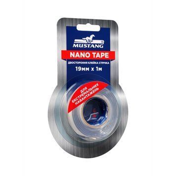 Двухсторонняя клейкая лента nano tape mustang прозрачная 19мм*1м NT191 фото