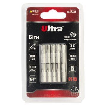 Биты TORX 30&times;25мм &frac14;" 10шт S2 (блистер) ULTRA (4015402) 4015402 фото