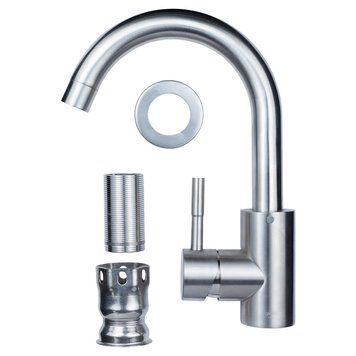 Смеситель KT &Oslash;35 для раковины гусак изогнутый на гайке SS AQUATICA KT-1A270P (9722011) 9722011 фото