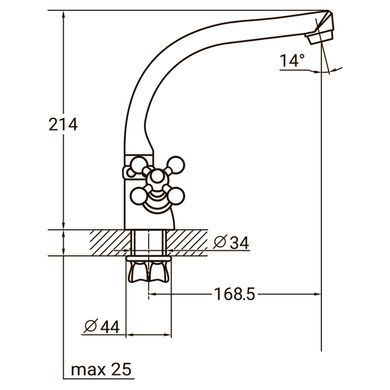Змішувач PL 1/2" для кухні Г-гусак на гайці AQUATICA PL-4B255C (9777120) 9777120 фото