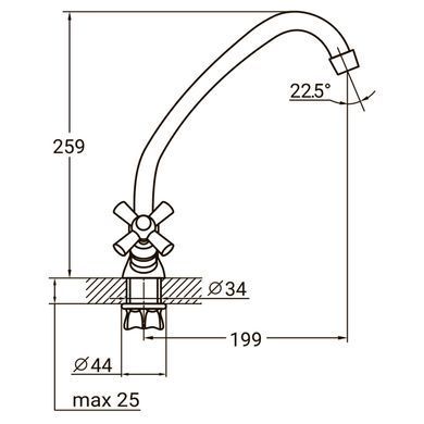 Смеситель PM &frac12;" для кухни эконом на гайке (кратно 2шт) AQUATICA PM-1B157C (9780100) 9780100 фото