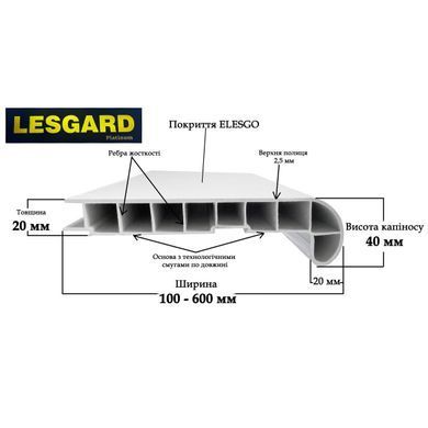 Подоконник Lesgard Elesgo белый матовый 100x900мм П-L-Б-М-100-0,9 фото