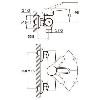 Змішувач HL &Oslash;35 для душа AQUATICA HL-1D130C (9734300) 9734300 фото